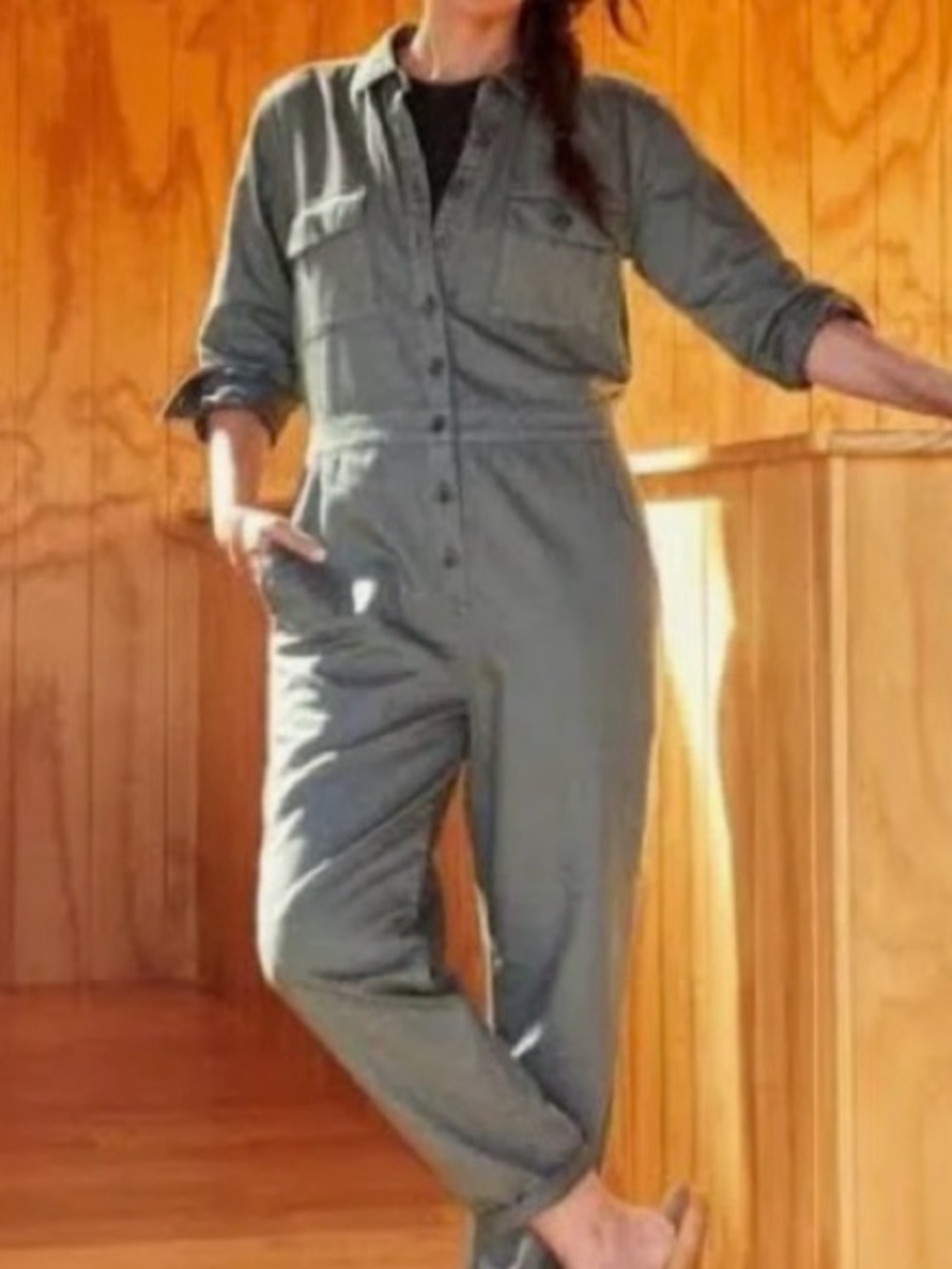 Outerknown S.E.A. Jumpsuit Organic Cotton Linen Utility Coverall Pocket Sz M